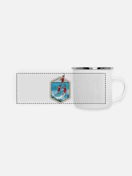 Wasserski und Akrobatik - Panorama Emaille-Tasse - Weiß
