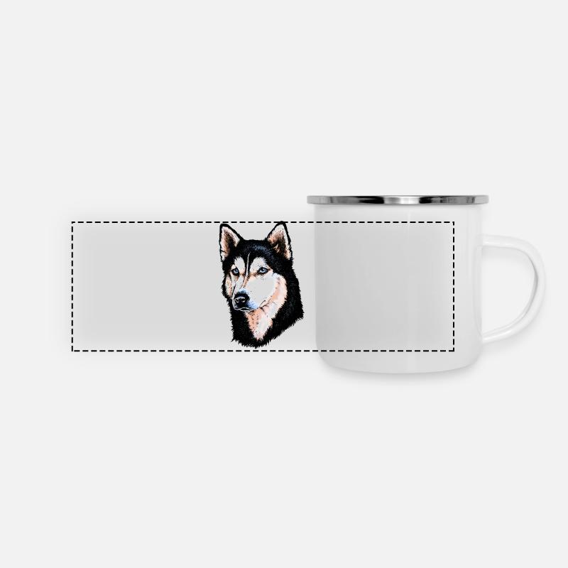 Siberian Husky Portrait - Panoramic Camper Mug - white