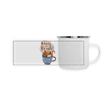 Frohe und strahlende Weihnachtstasse - Panorama Emaille-Tasse - Weiß - Vorne