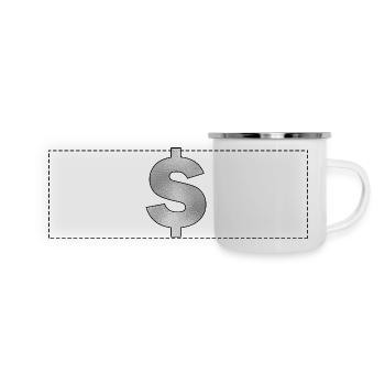 Dollarzeichen Silber - Panorama Emaille-Tasse - Weiß - Vorne