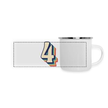 T-Shirt rétro vintage numéro quatre 4 Vier Quattro - Mug panoramique émaillé - blanc - Devant