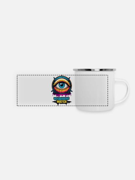 Nachbarschaftswache - Panorama Emaille-Tasse - Weiß