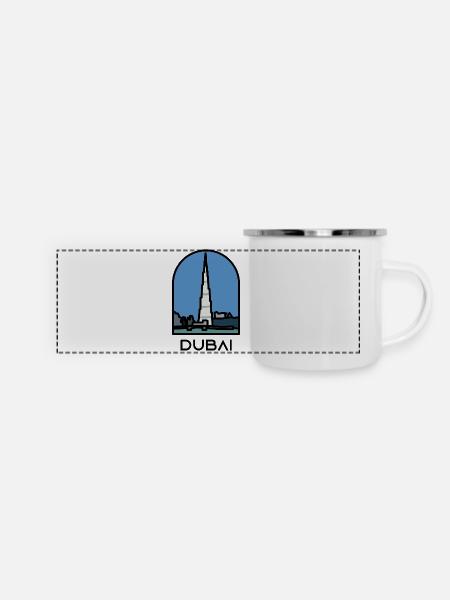 Dubai - Burj Khalifa - Panorama Emaille-Tasse - Weiß