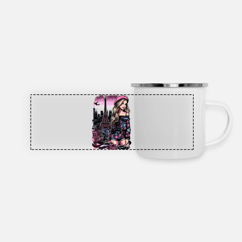 Paris Fashion Flair – Eiffel Tower Chic - Panoramic Camper Mug - white