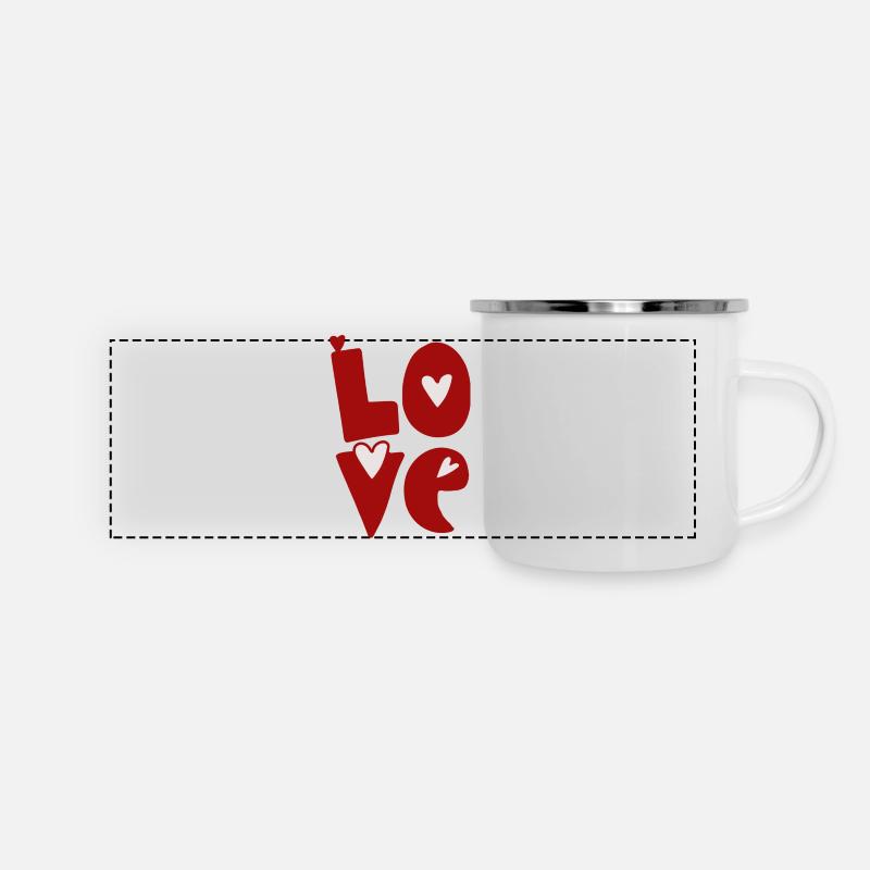 Love Design with Hearts in Letter - Panoramic Camper Mug - white