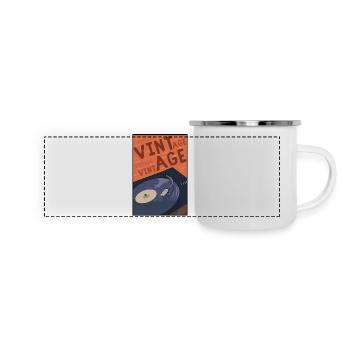 Musique vintage en vinyle - Mug panoramique émaillé - blanc - Devant