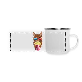 Lustige Ingwerkatze sind Filmexperte - Panorama Emaille-Tasse - Weiß - Vorne