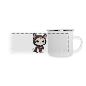 Spooky Whiskers Halloween Cat Magic - Panoramic Camper Mug - white - Front