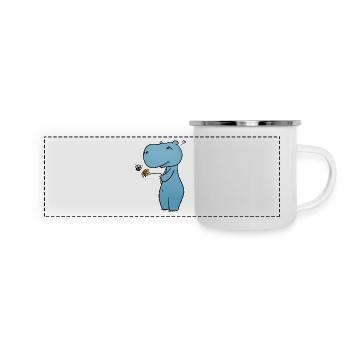 Nilpferd Blume - Panorama Emaille-Tasse - Weiß - Vorne
