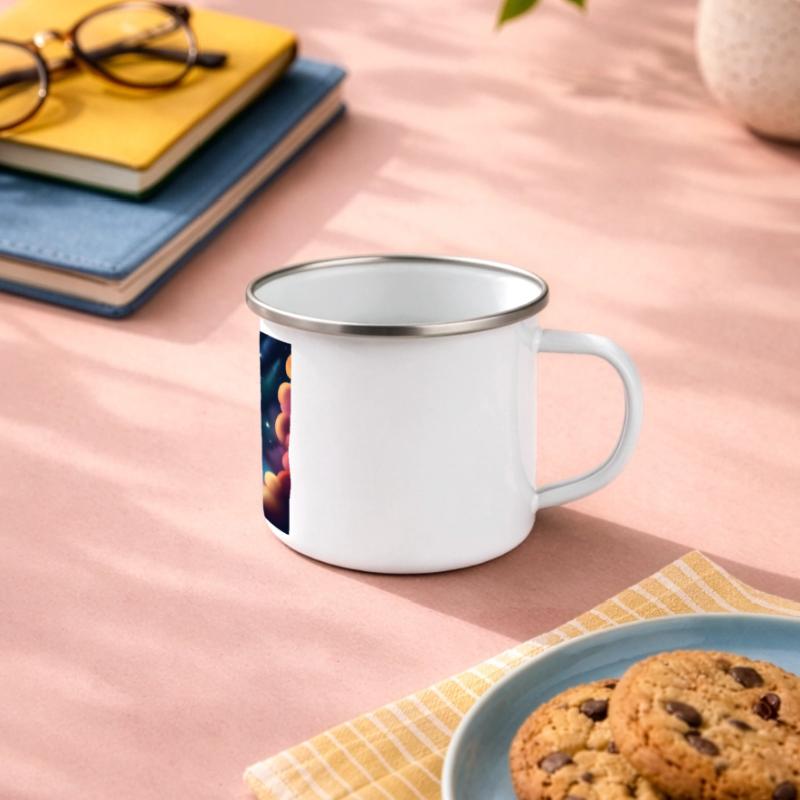 Fusée volant dans l’espace Mug panoramique émaillé