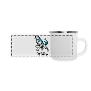 Bande dessinée de loup - Mug panoramique émaillé - blanc - Devant