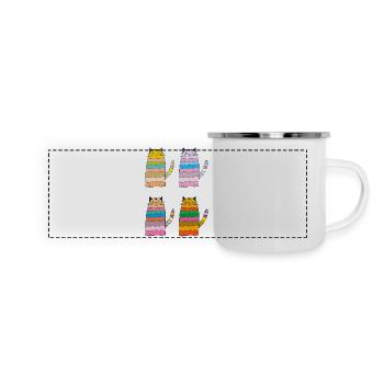 Chat Annelé Quadruple Coloré - Mug panoramique émaillé - blanc - Devant