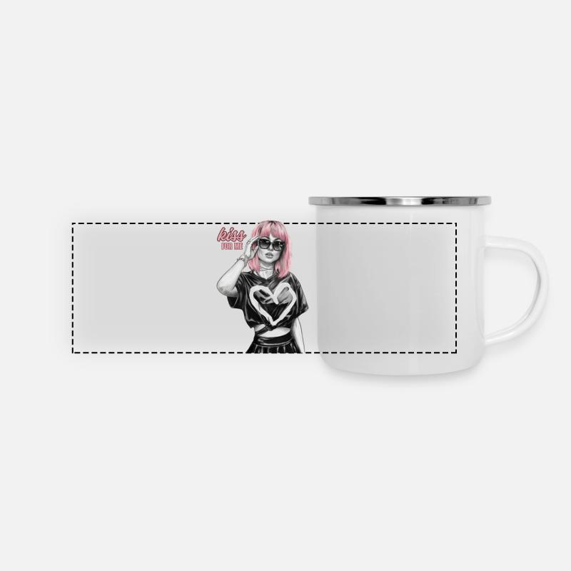 kiss for me - Panoramic Camper Mug - white