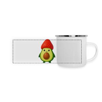 Drôle d’avocat fraise chapeau Fruity Fun - Mug panoramique émaillé - blanc - Devant
