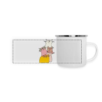 katzen treffen bunt - Panorama Emaille-Tasse - Weiß - Vorne