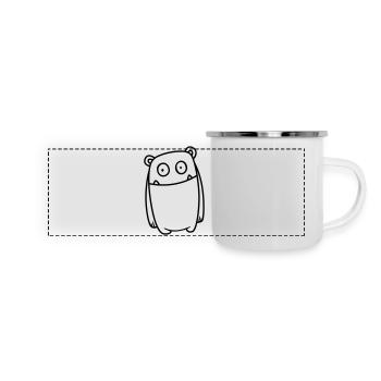 Monster Fröhlich – Lustiges Kawaii Comic Design - Panorama Emaille-Tasse - Weiß - Vorne