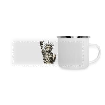 Statue du mouton de la Liberté - Mug panoramique émaillé - blanc - Devant