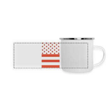 Star Stripe Grafikmuster - Panorama Emaille-Tasse - Weiß - Vorne