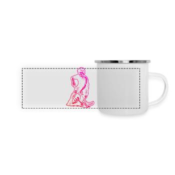 Puristisches Floorball Thema - Panorama Emaille-Tasse - Weiß - Vorne