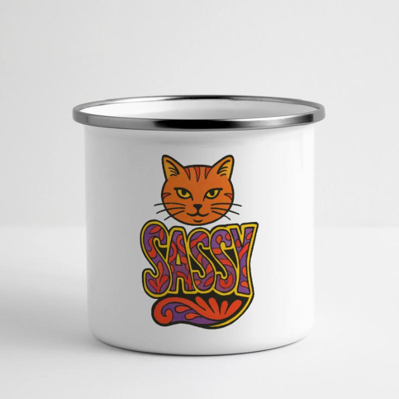 Sassy Cat Psychedelic Script Panoramic Camper Mug