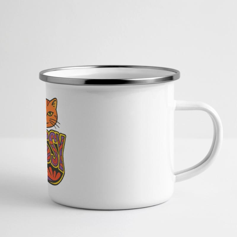 Sassy Cat Psychedelic Script Panoramic Camper Mug
