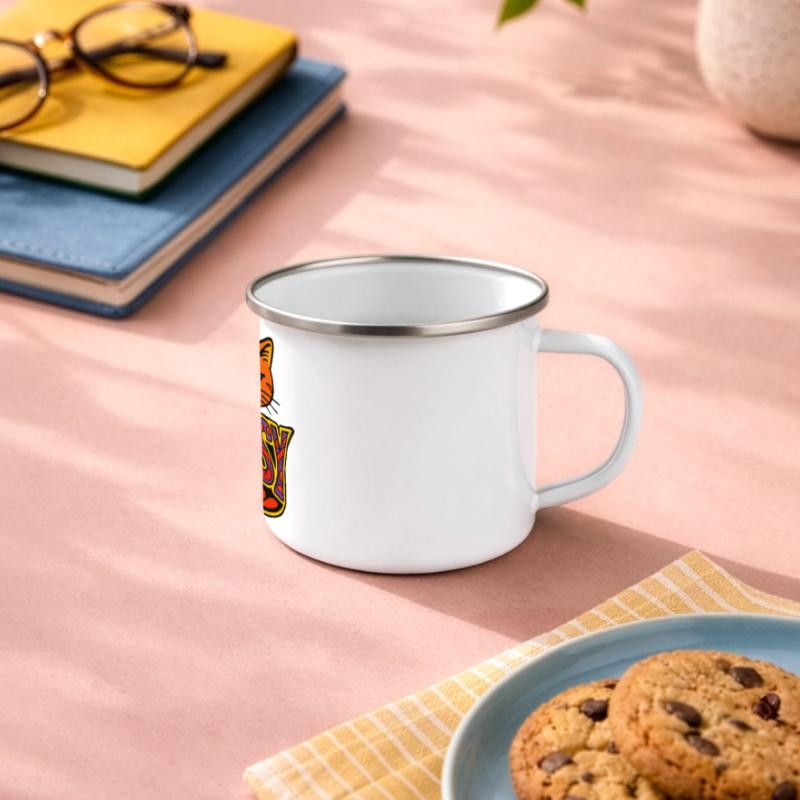 Sassy Cat Psychedelic Script Panoramic Camper Mug