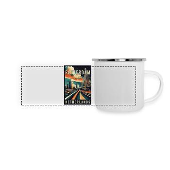 Découvrez la magnifique Rotterdam aux Pays-Bas - Mug panoramique émaillé - blanc - Devant