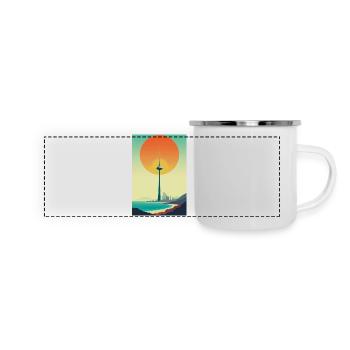 Tour du coucher au-dessus de la ville côtière - Mug panoramique émaillé - blanc - Devant