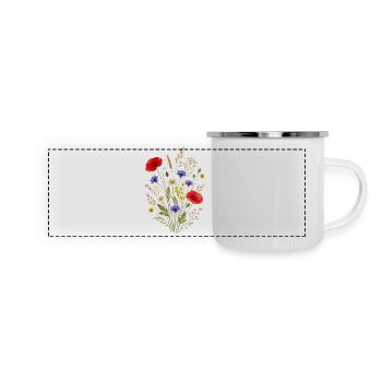 Bunter Wildblumenstrauß Natur Floral Design - Panorama Emaille-Tasse - Weiß - Vorne