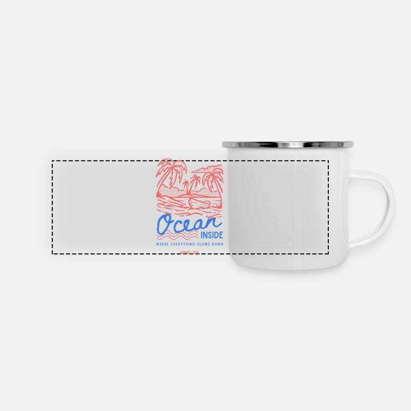 Ocean Inside Palm Island - Panoramic Camper Mug - white