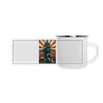 Sonnenaufgang Cannabispflanze - Panorama Emaille-Tasse - Weiß - Vorne