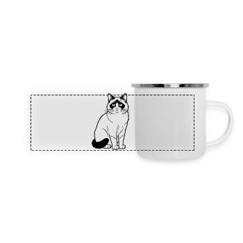 Chat Raquette - Mug panoramique émaillé - blanc - Devant