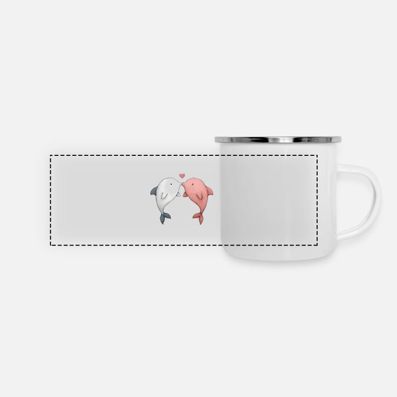Dolphin Couple Boyfriend Girlfriend - Panoramic Camper Mug - white