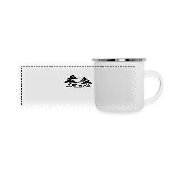 Elephants in African Savannahs Tree Silhouette - Panoramic Camper Mug - white - Front