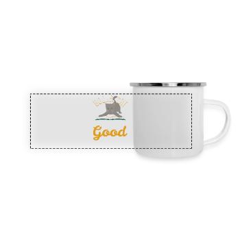 Books Cat Life Is Good - Panorama Emaille-Tasse - Weiß - Vorne