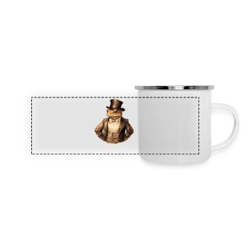 Frosch Steampunk - Panorama Emaille-Tasse - Weiß - Vorne