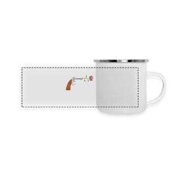 Paix pistol rose no war flower power peace colt - Mug panoramique émaillé - blanc - Devant
