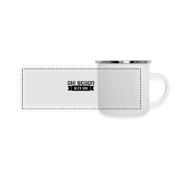 BIER UHR - Panorama Emaille-Tasse - Weiß - Vorne