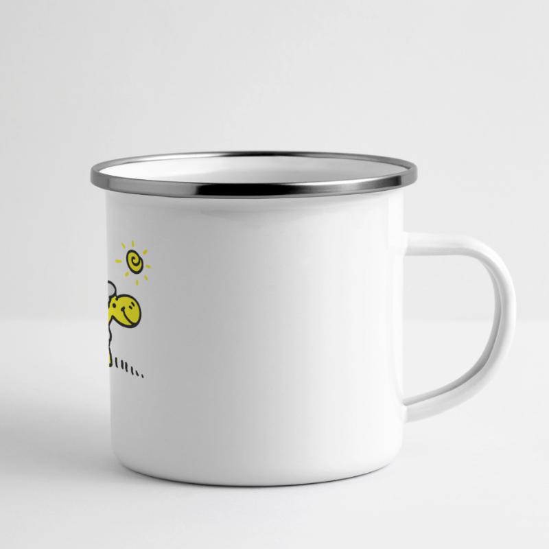 Schäfchen Sonne 3 Panorama Emaille-Tasse