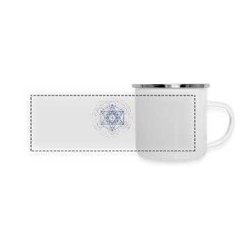 METATRONS WÜRFEL - Blume des Lebens - Panorama Emaille-Tasse - Weiß - Vorne