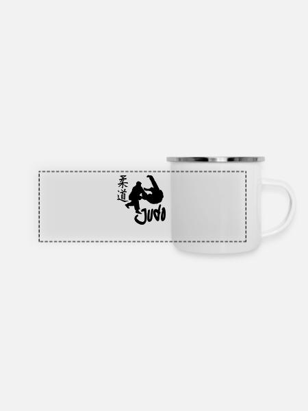 judo - Panorama Emaille-Tasse - Weiß