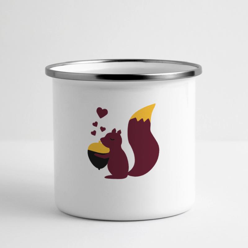 squirell love nuts Panorama Emaille-Tasse