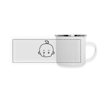 heureux tête visage petit mignon mignon couche enf - Mug panoramique émaillé - blanc - Devant
