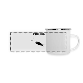 Petri Heil - Panorama Emaille-Tasse - Weiß - Vorne