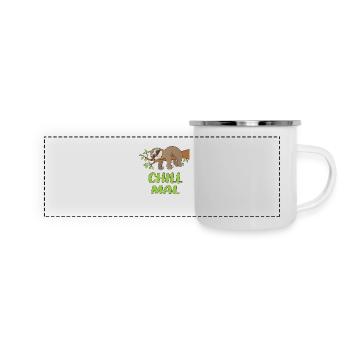 Chill Mal - Faultier auf einem Ast! - Panorama Emaille-Tasse - Weiß - Vorne