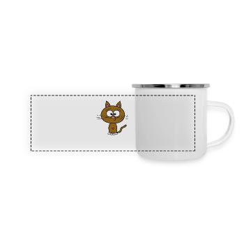 Katze Braun - Panorama Emaille-Tasse - Weiß - Vorne