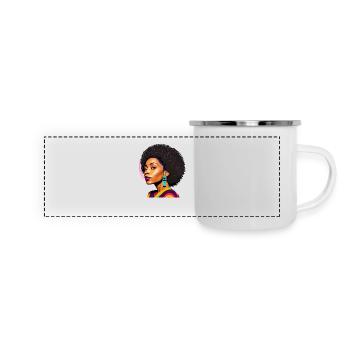Femme noire avec afro - Mug panoramique émaillé - blanc - Devant