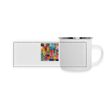 Karos in Bunt - Panorama Emaille-Tasse - Weiß - Vorne