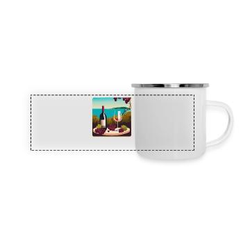 Wein / Rotwein / Weißwein - Panorama Emaille-Tasse - Weiß - Vorne