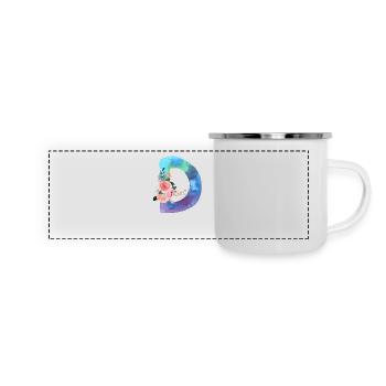 Lettre d watercolor - Mug panoramique émaillé - blanc - Devant